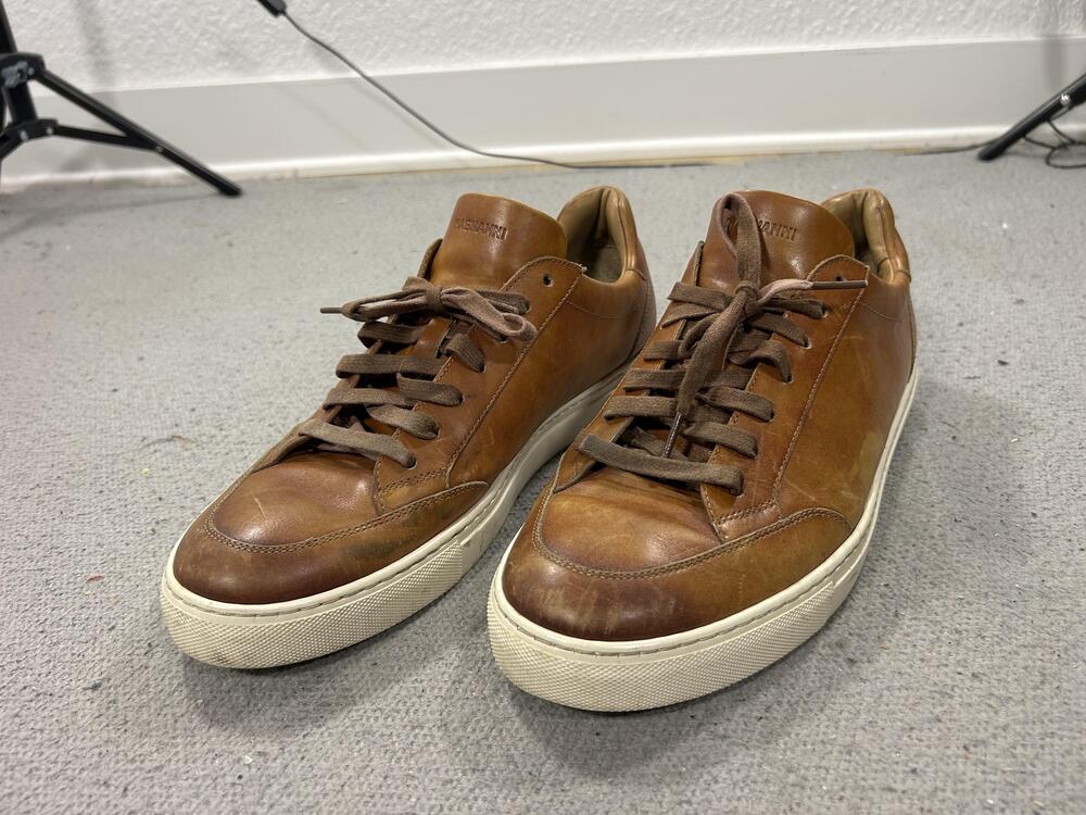 Magnanni Leather Sneakers Mens Size 13 Brown Low Top Shoes Made In Portugal